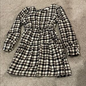 Copper Key Plaid Long Sleeve Dress